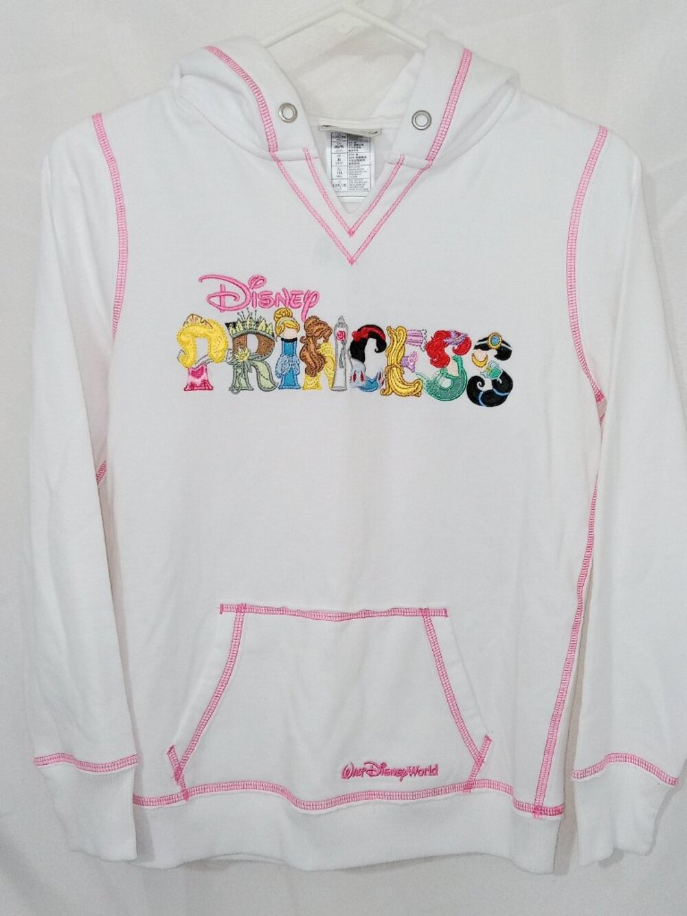 Disney Parks Princess Hoodie Girls Large 10/12 NWT White Pink Walt Disney World